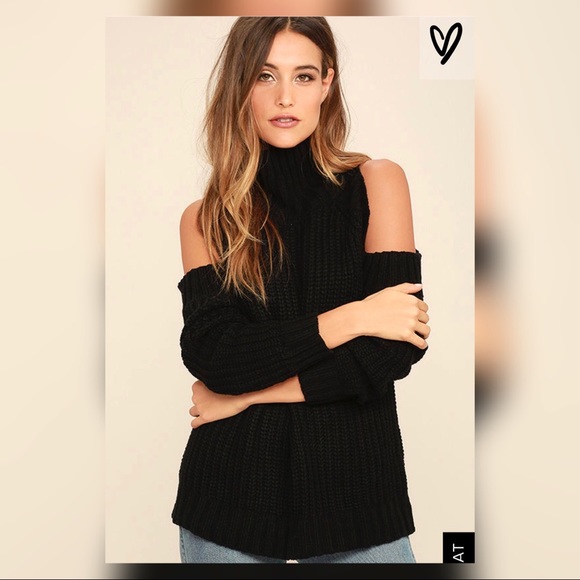 Lulus Sweaters - Black Cold Shoulder Sweater